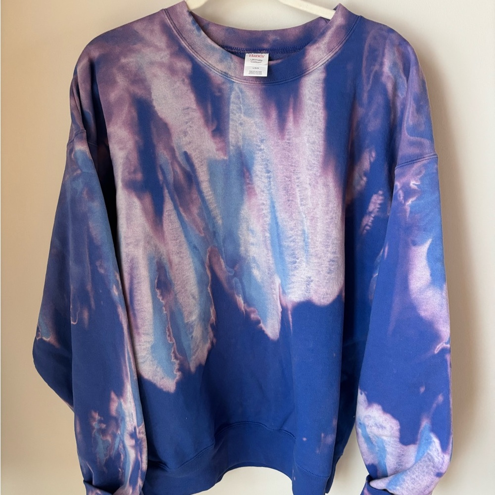 Hanes Blue and Purple Tie-Dye Sweatshirt-New